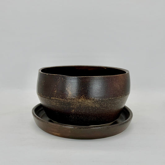 Temoku Planter with Plate