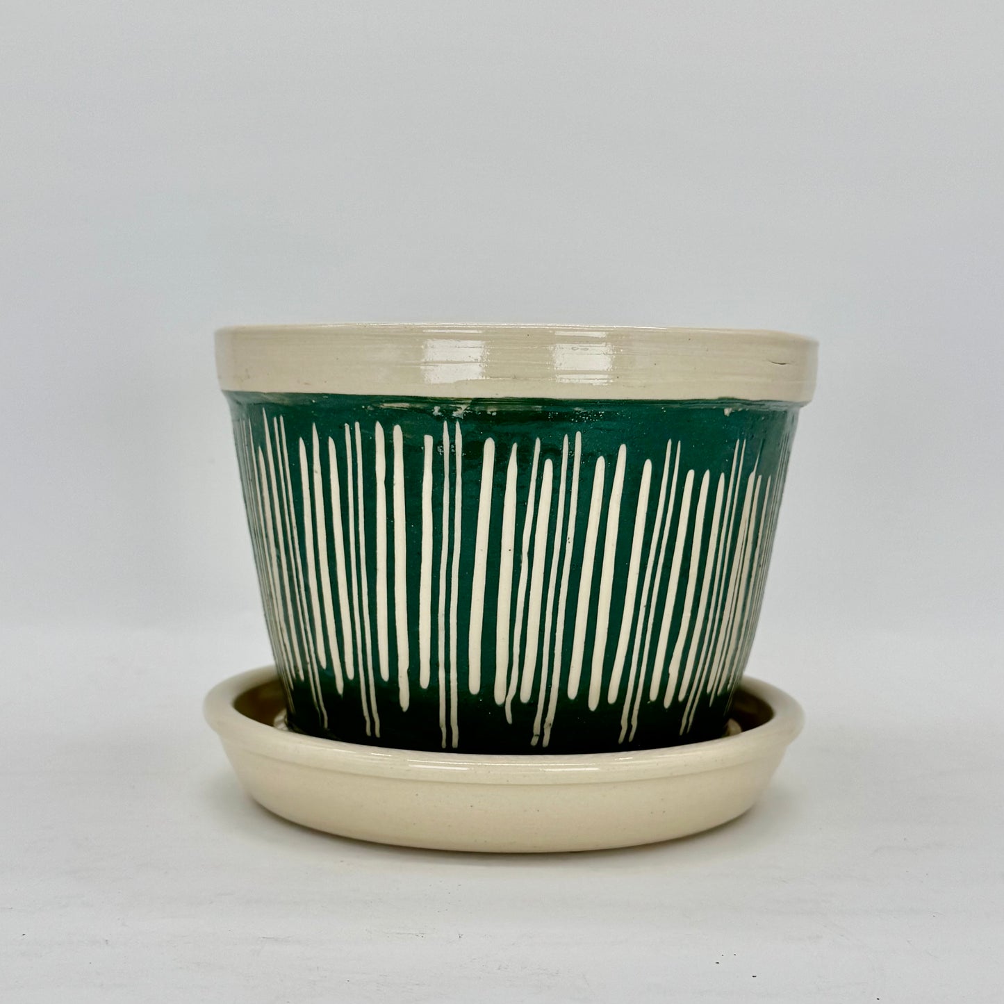 French Green Carved Planter