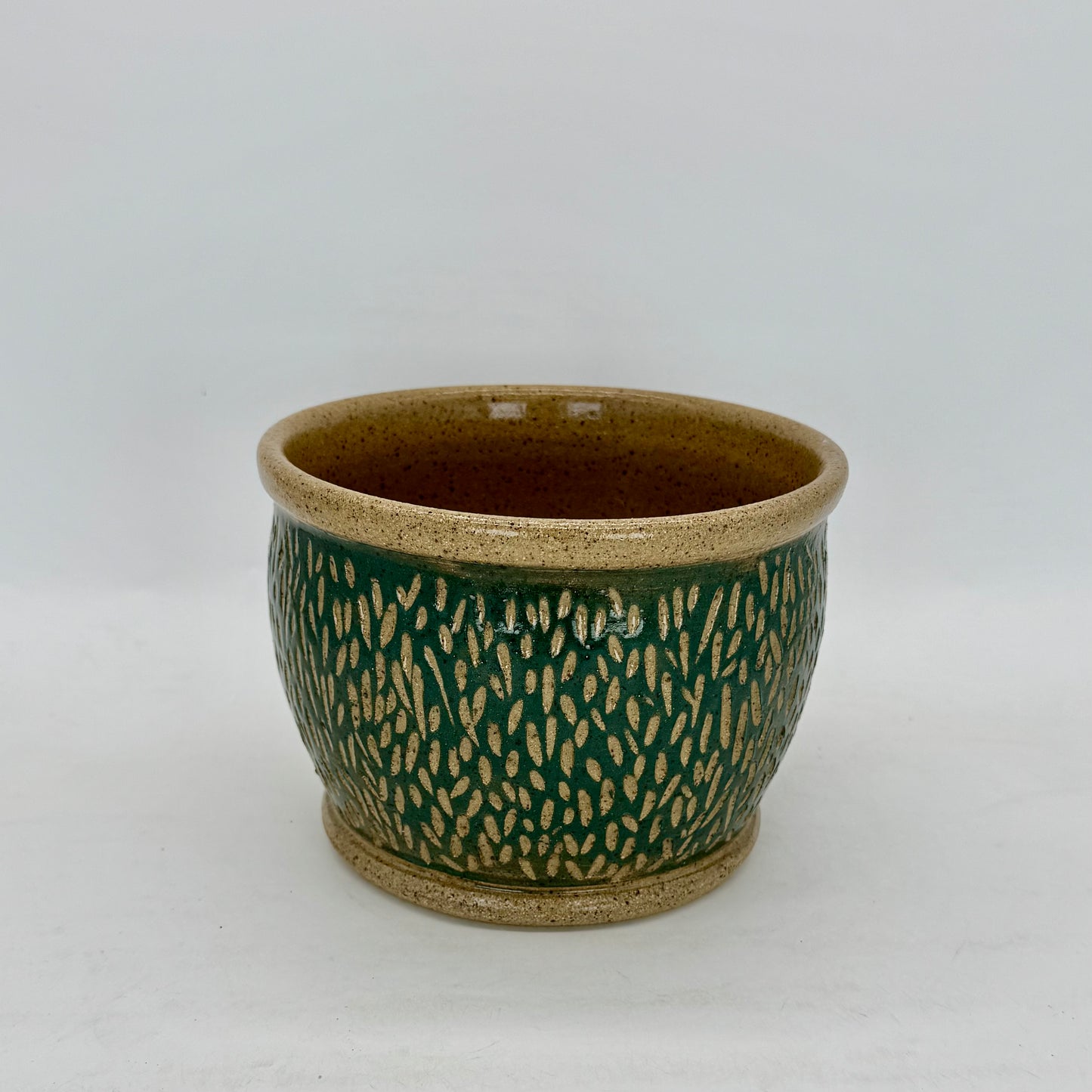 French Green Etched Planter