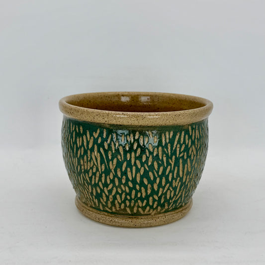 French Green Etched Planter