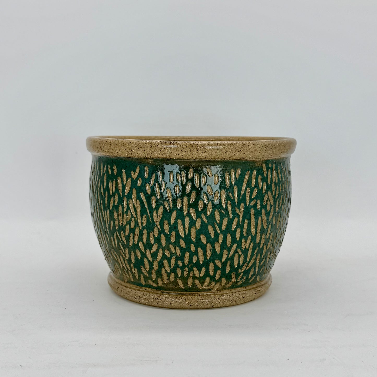 French Green Etched Planter