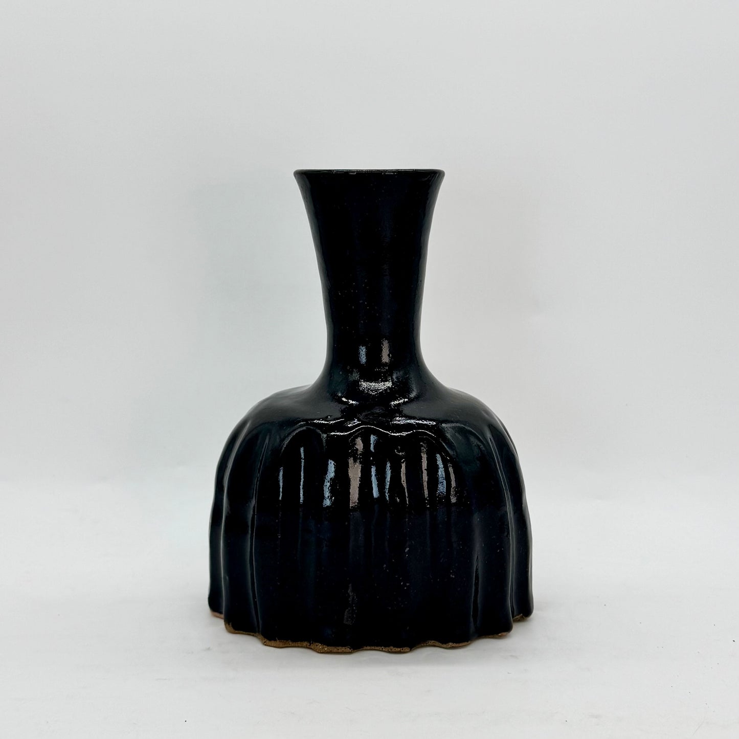 Black Fluted Vase