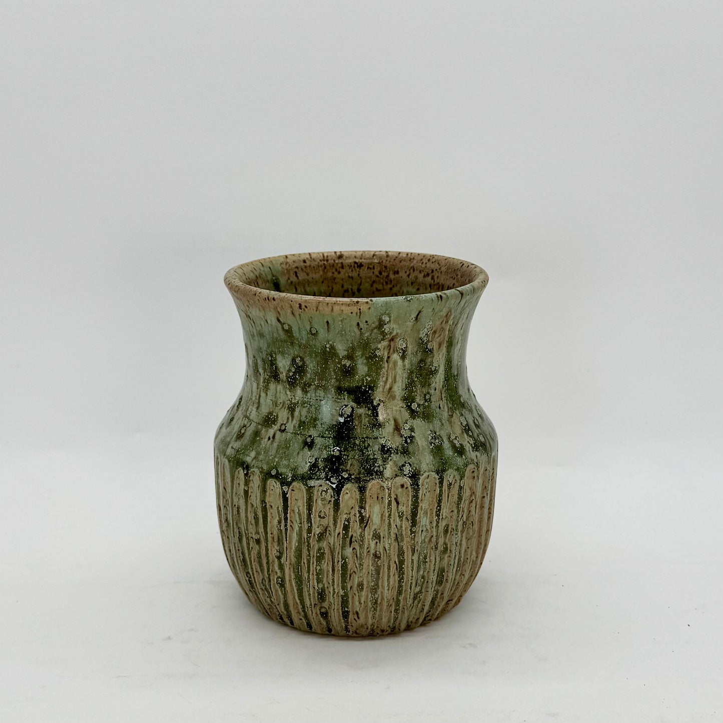Fluted Vase in Pale Seaweed