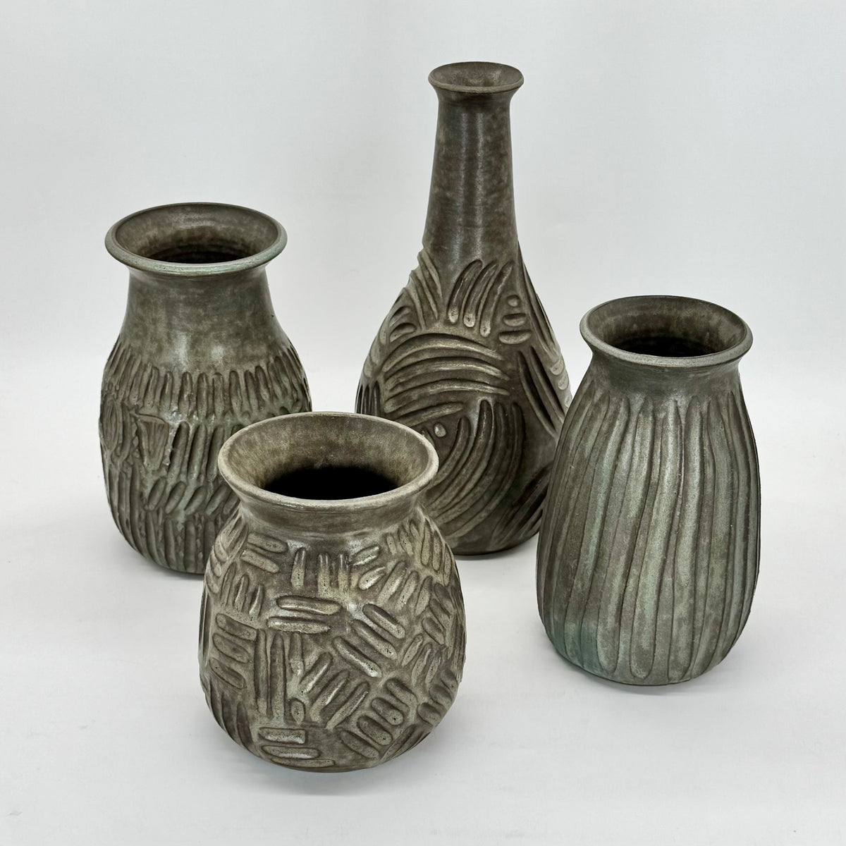 Stony Blue Aged Patina Vases