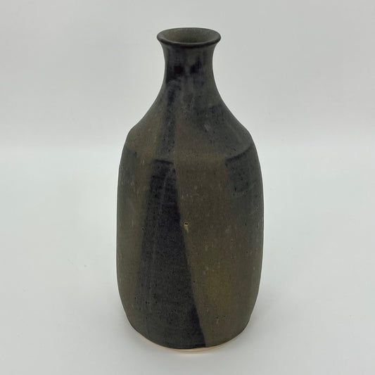 Handsome decorative bottle. Finished in pour-over pussywillow (brown/gray matte glaze). 