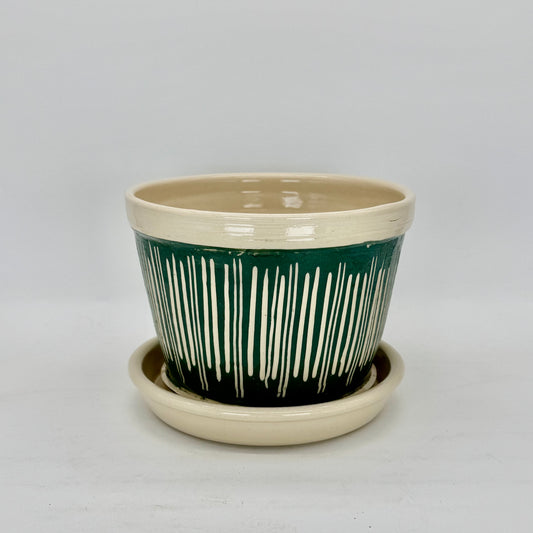 French Green Carved Planter