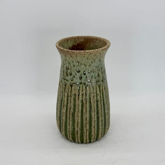 Carved Vase in Pale Seaweed