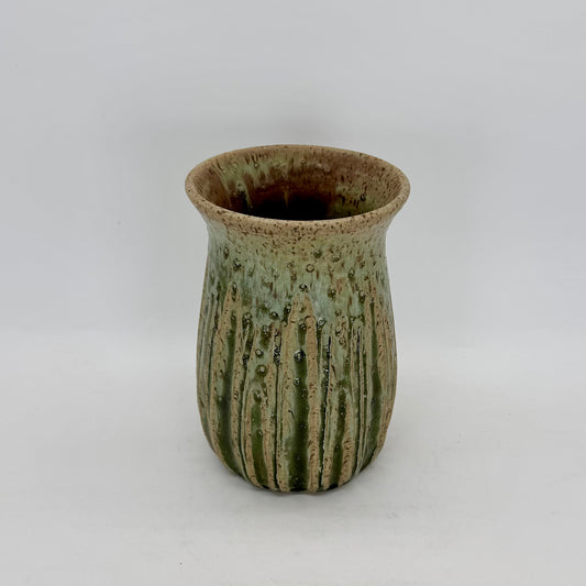 Carved Vase in Pale Seaweed