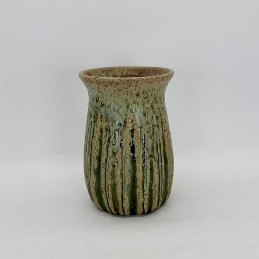Carved Vase in Pale Seaweed