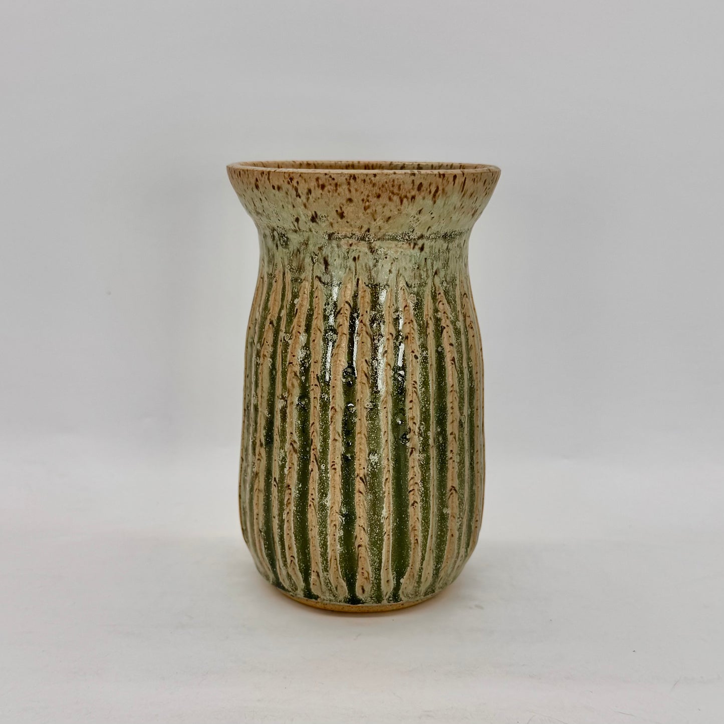Carved Vase in Pale Seaweed