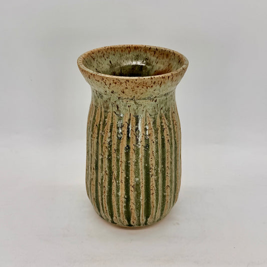 Carved Vase in Pale Seaweed